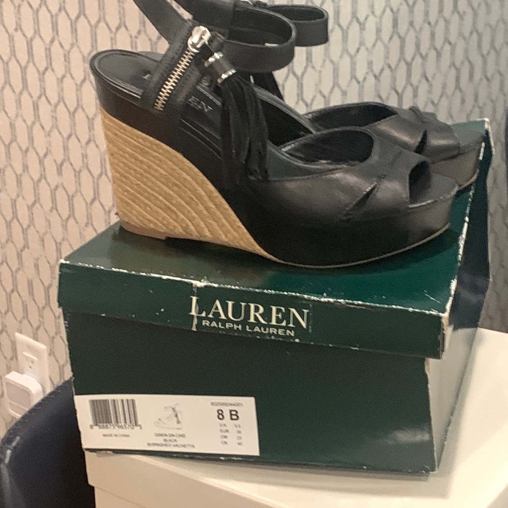 Ralph Lauren Black Wedge Sandal